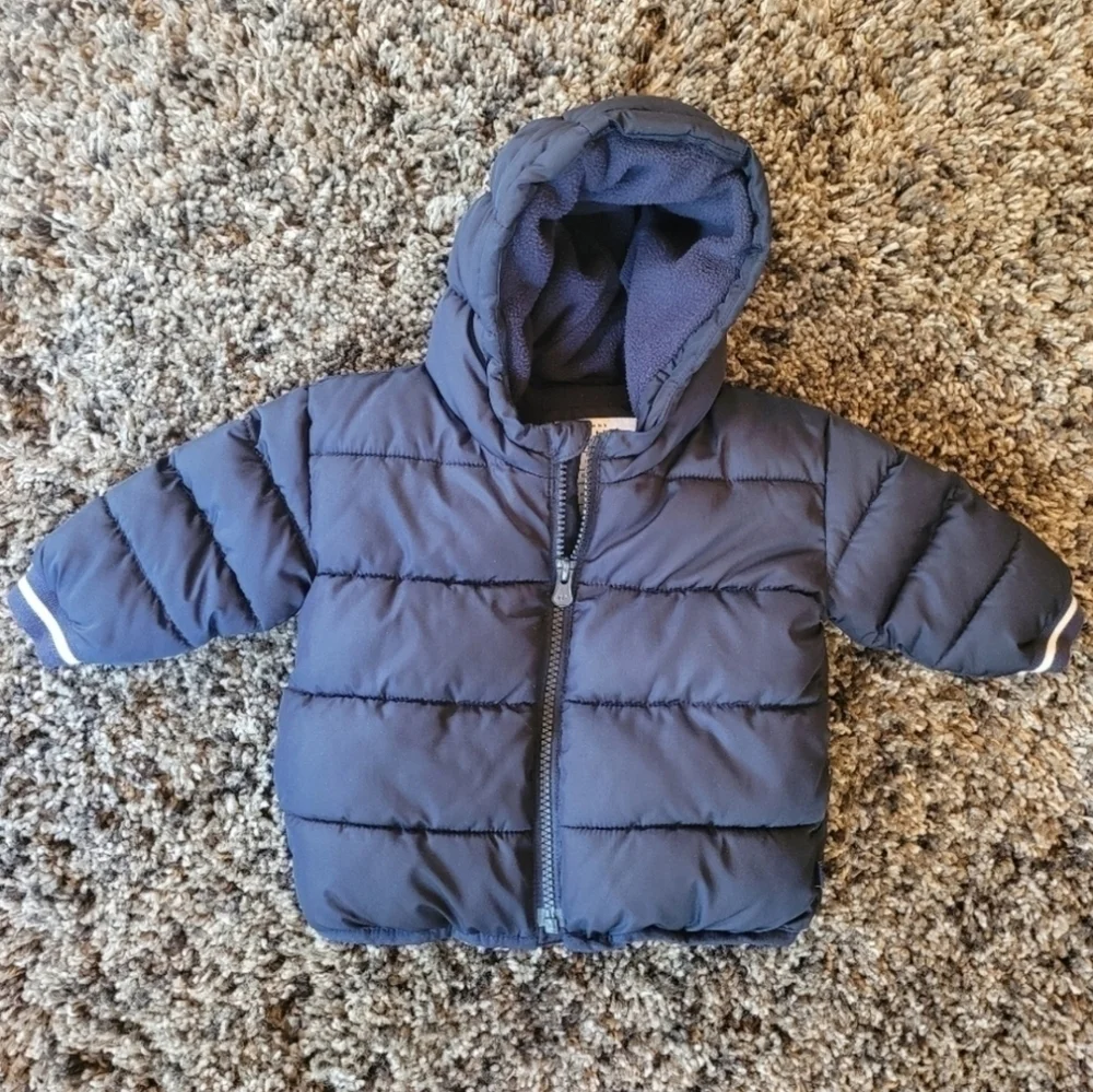 GAP Baby Coldcontrol Navy Fleece Lined Puffer Coat Size 6-12 Months